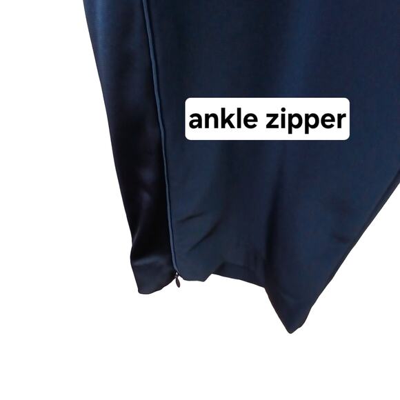 Black Label By Chico's SZ 3 (XL-16) Navy Blue Pull On Ankle Pants Silky Trim - Picture 6 of 8